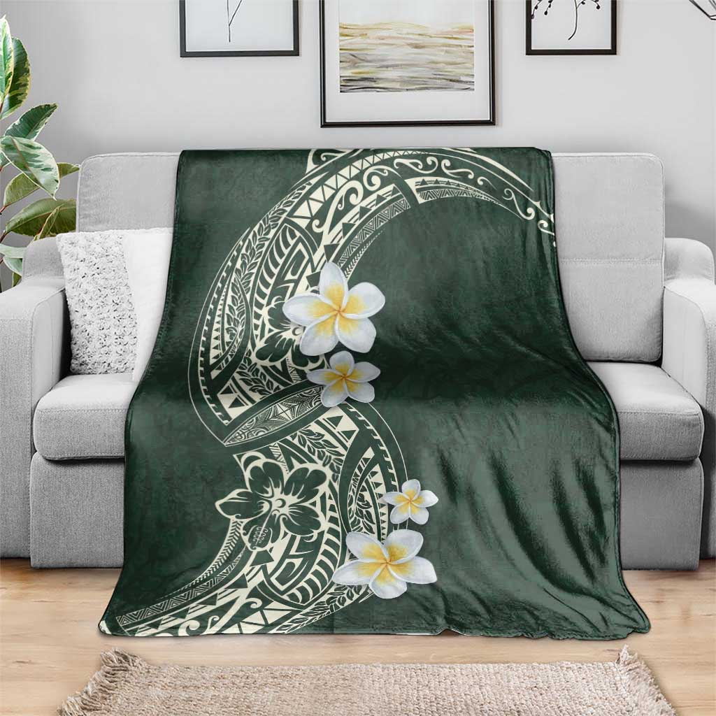 Plumeria Blanket Polynesian Tribal Frangipani Green LT03 - Polynesian Pride