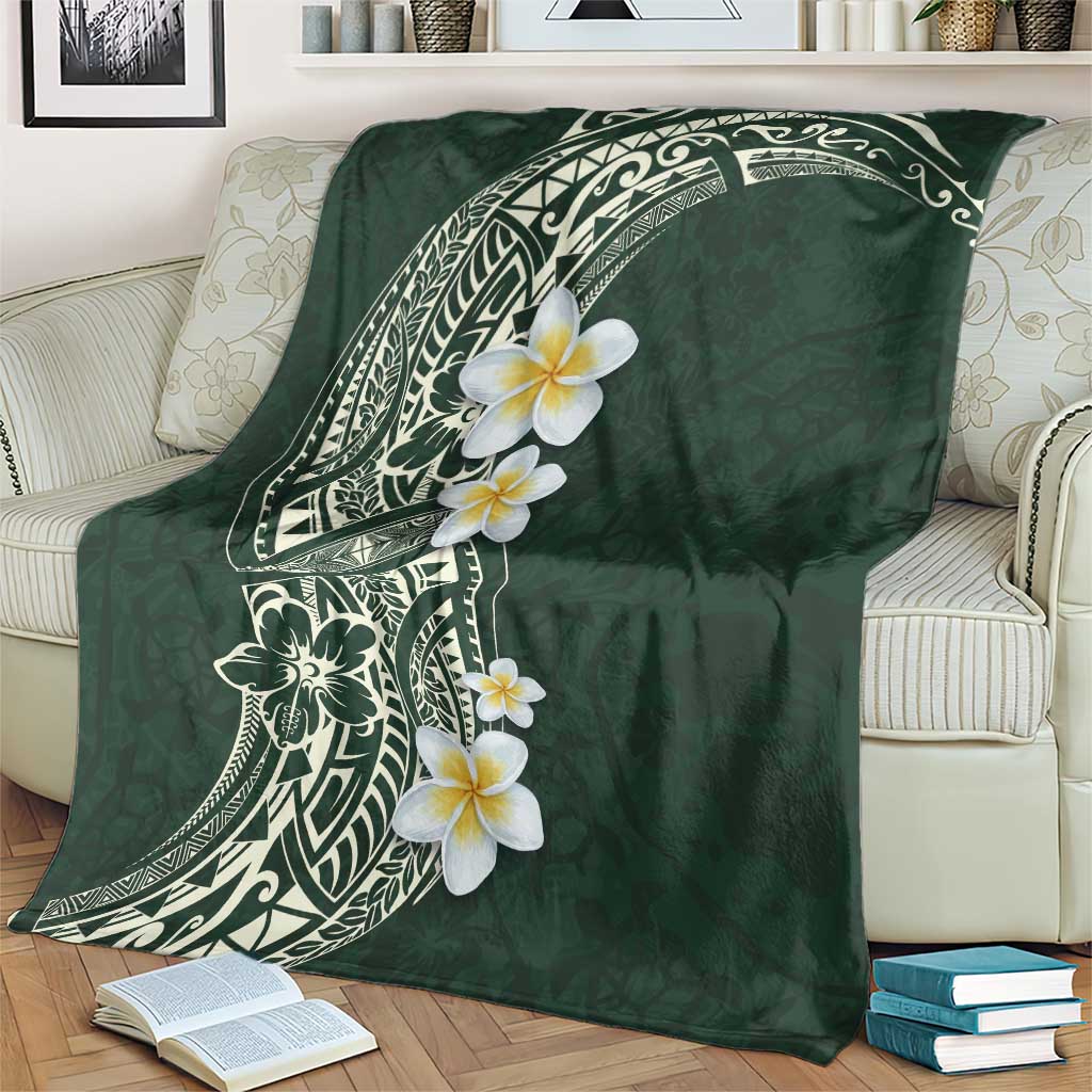 Plumeria Blanket Polynesian Tribal Frangipani Green LT03 - Polynesian Pride