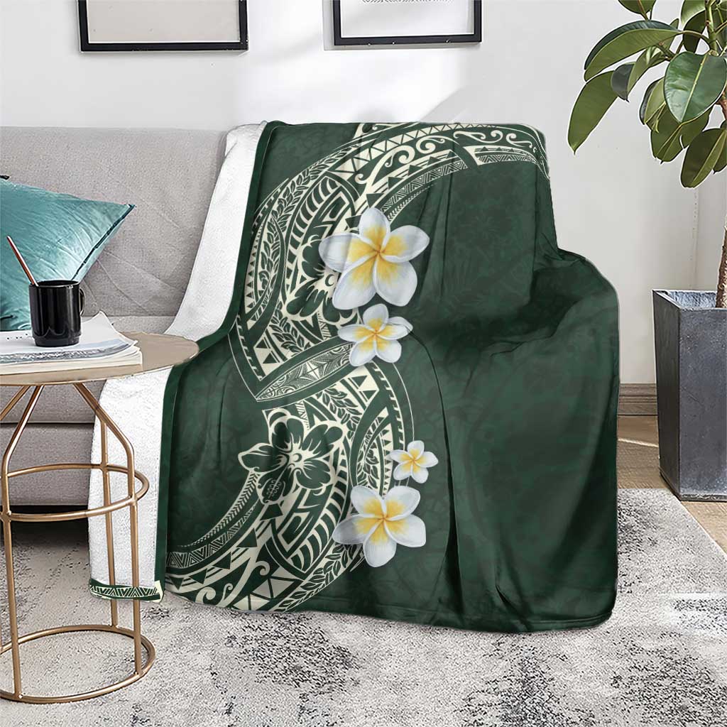 Plumeria Blanket Polynesian Tribal Frangipani Green LT03 - Polynesian Pride