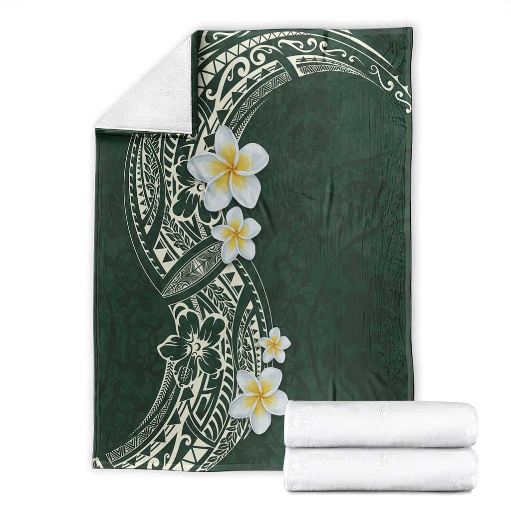Plumeria Blanket Polynesian Tribal Frangipani Green LT03 - Polynesian Pride