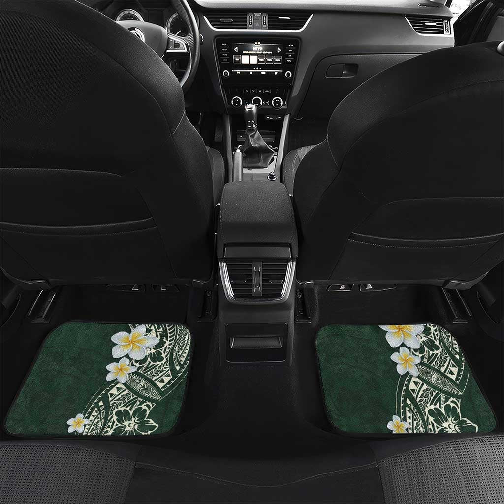 Plumeria Car Mats Polynesian Tribal Frangipani Green