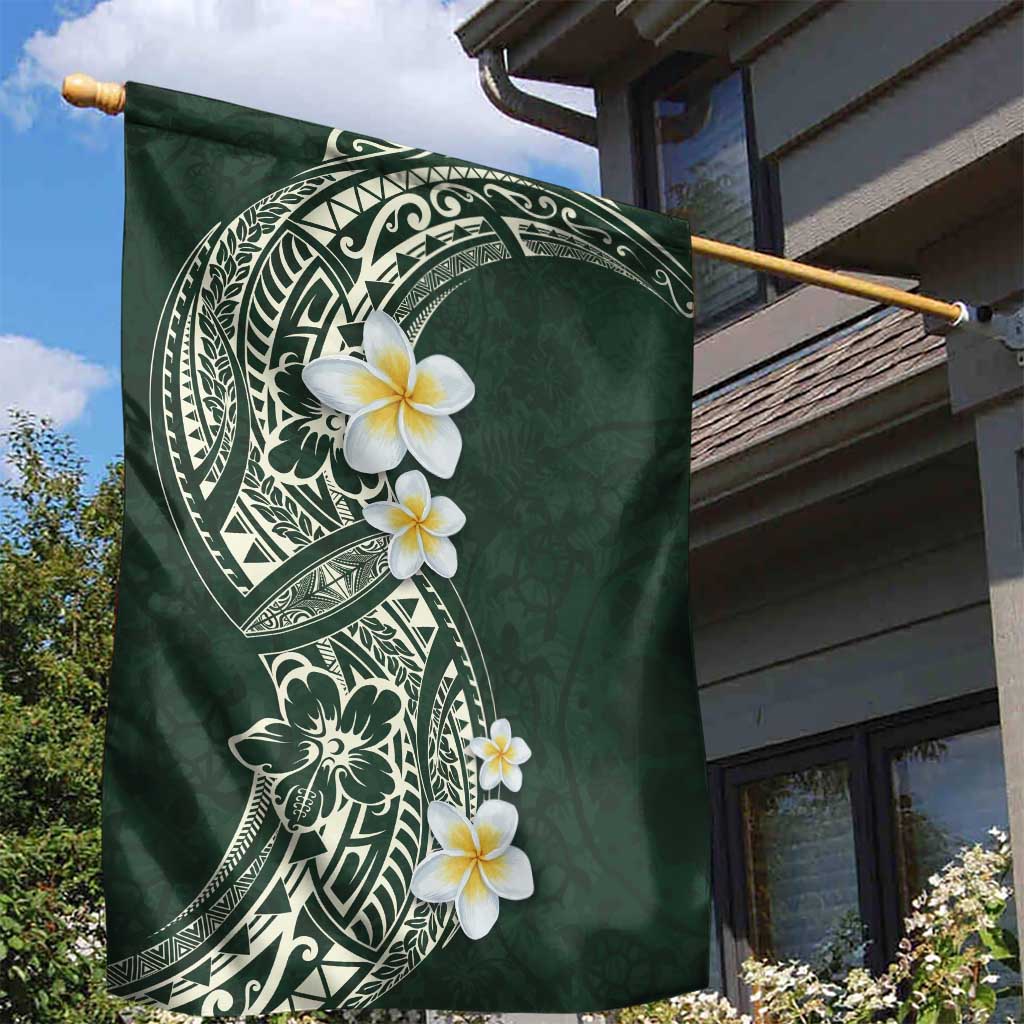 Plumeria Garden Flag Polynesian Tribal Frangipani Green