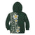 Plumeria Kid Hoodie Polynesian Tribal Frangipani Green