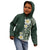 Plumeria Kid Hoodie Polynesian Tribal Frangipani Green