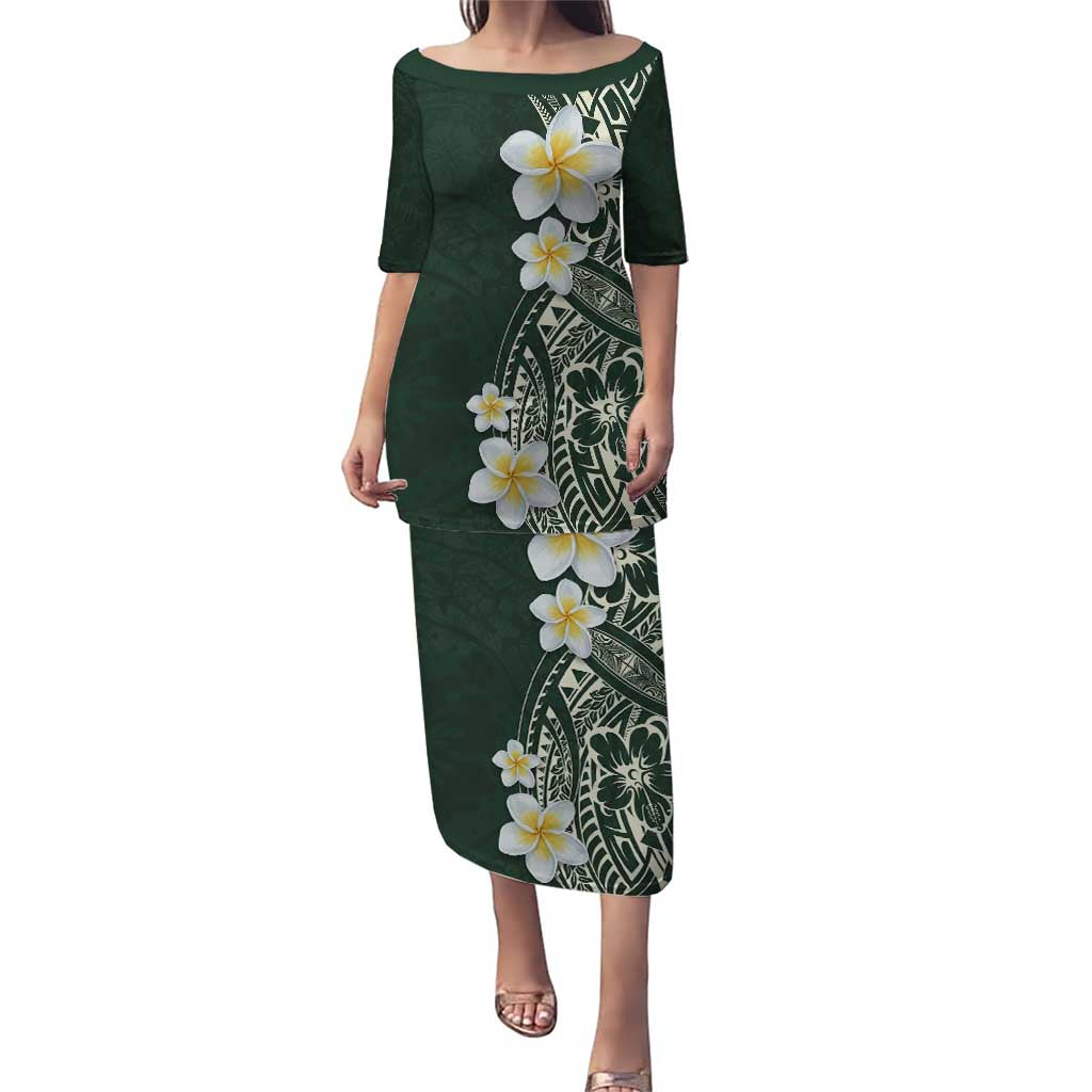 Plumeria Puletasi Polynesian Tribal Frangipani Green