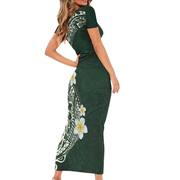 Solomon Islands Short Sleeve Off The Shoulder Lady Dress Plumeria Tribal main image 1
