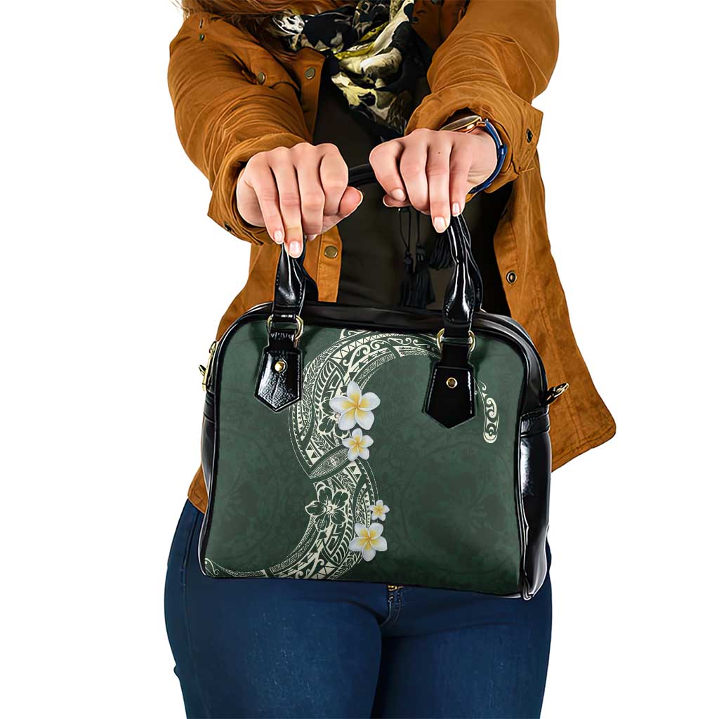 Plumeria Shoulder Handbag Polynesian Tribal Frangipani Green LT03 One Size Green - Polynesian Pride