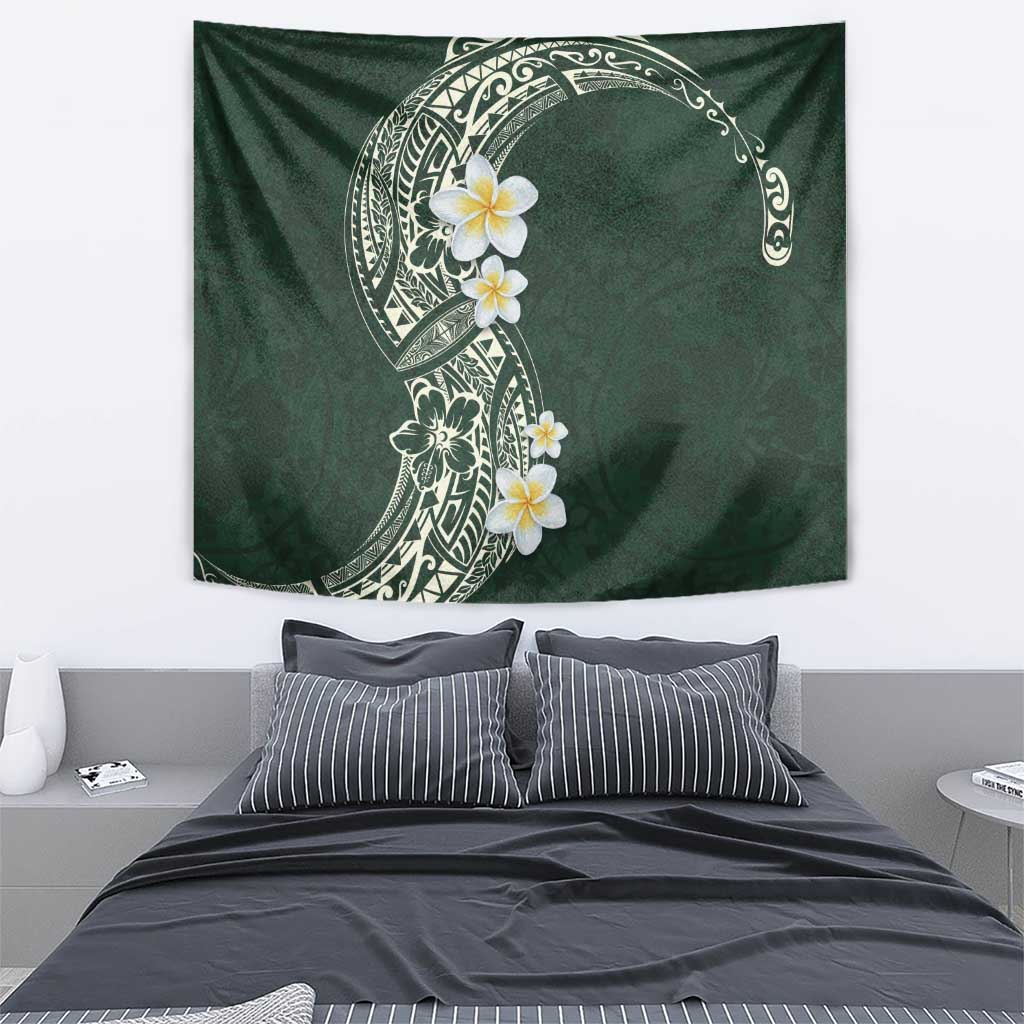 Plumeria Tapestry Polynesian Tribal Frangipani Green