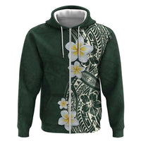 Plumeria Zip Hoodie Polynesian Tribal Frangipani Green LT03 Zip Hoodie Green - Polynesian Pride