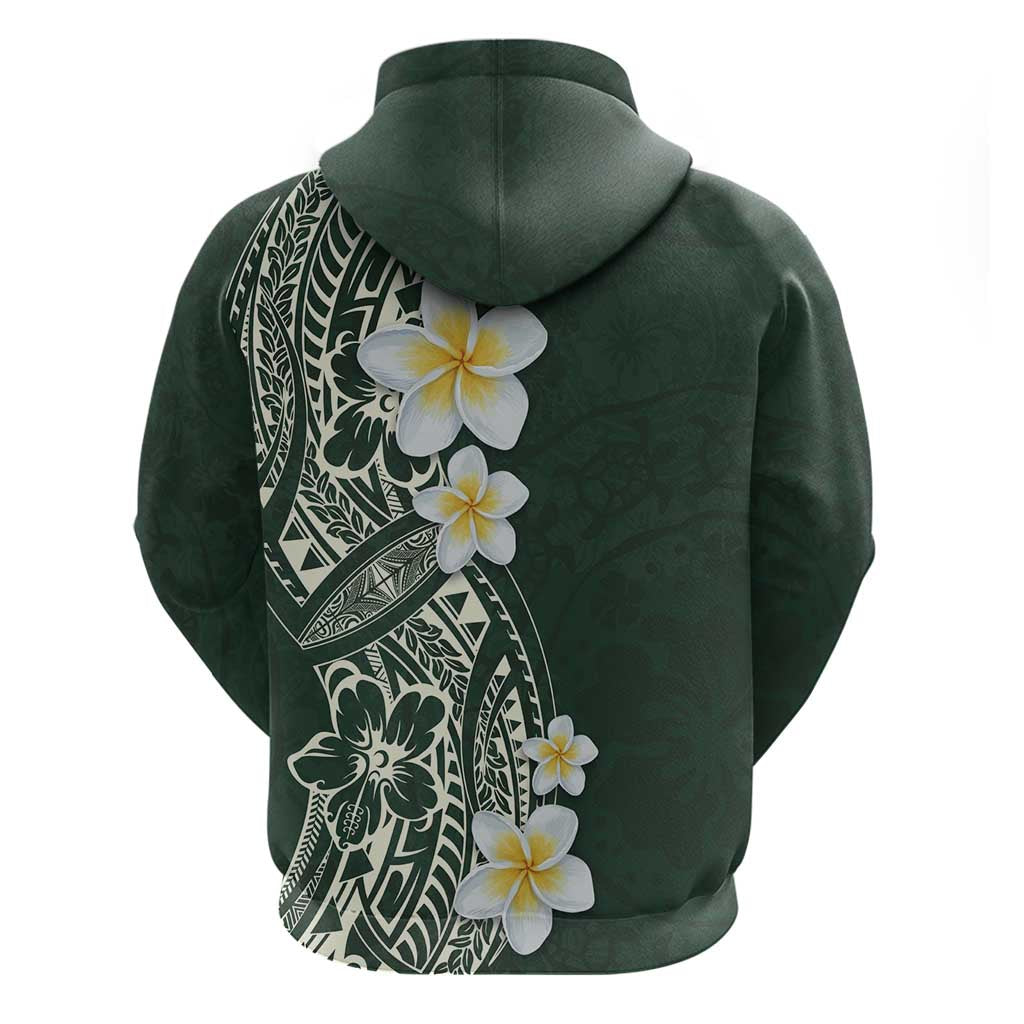 Plumeria Zip Hoodie Polynesian Tribal Frangipani Green LT03 - Polynesian Pride