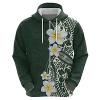 Plumeria Zip Hoodie Polynesian Tribal Frangipani Green LT03 - Polynesian Pride