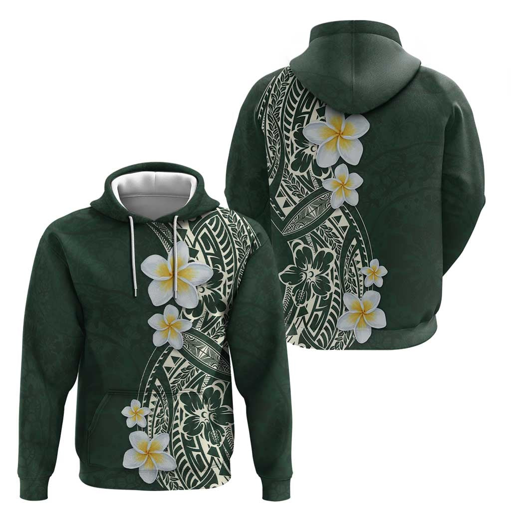 Plumeria Zip Hoodie Polynesian Tribal Frangipani Green LT03 - Polynesian Pride