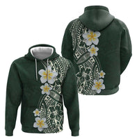 Plumeria Zip Hoodie Polynesian Tribal Frangipani Green LT03 - Polynesian Pride