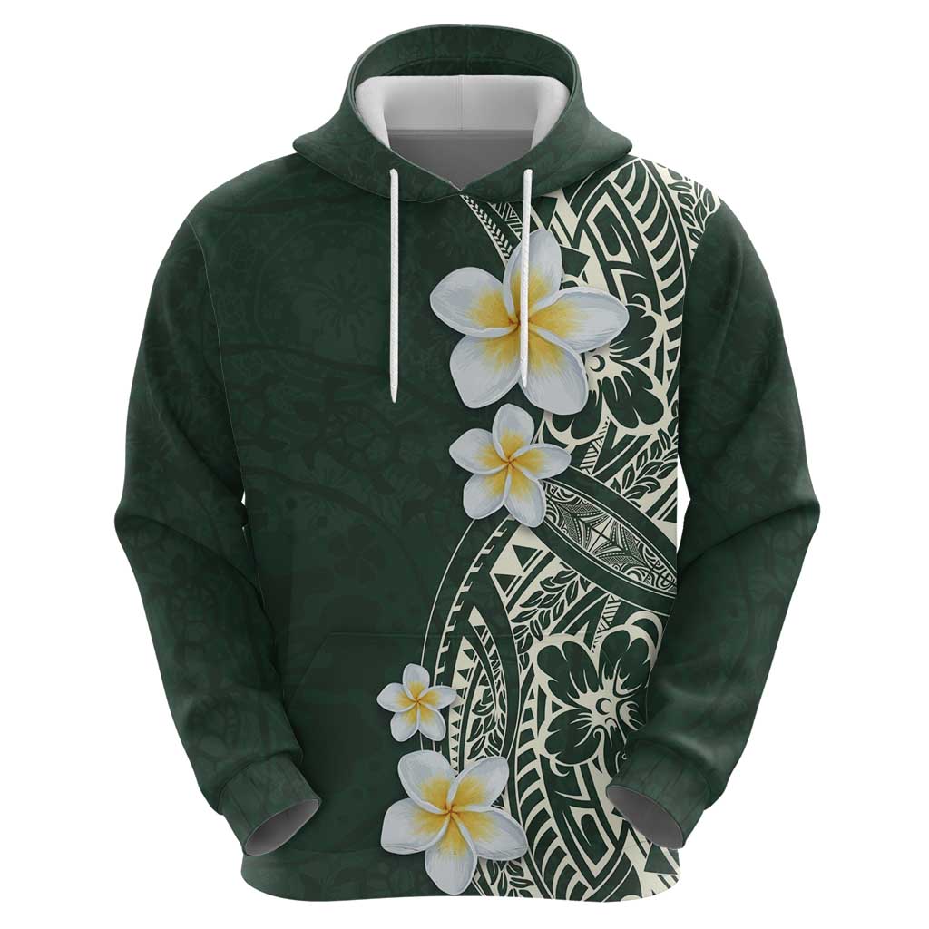 Plumeria Zip Hoodie Polynesian Tribal Frangipani Green LT03 - Polynesian Pride