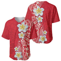 Plumeria Baseball Jersey Polynesian Tribal Frangipani Red LT03 - Polynesian Pride
