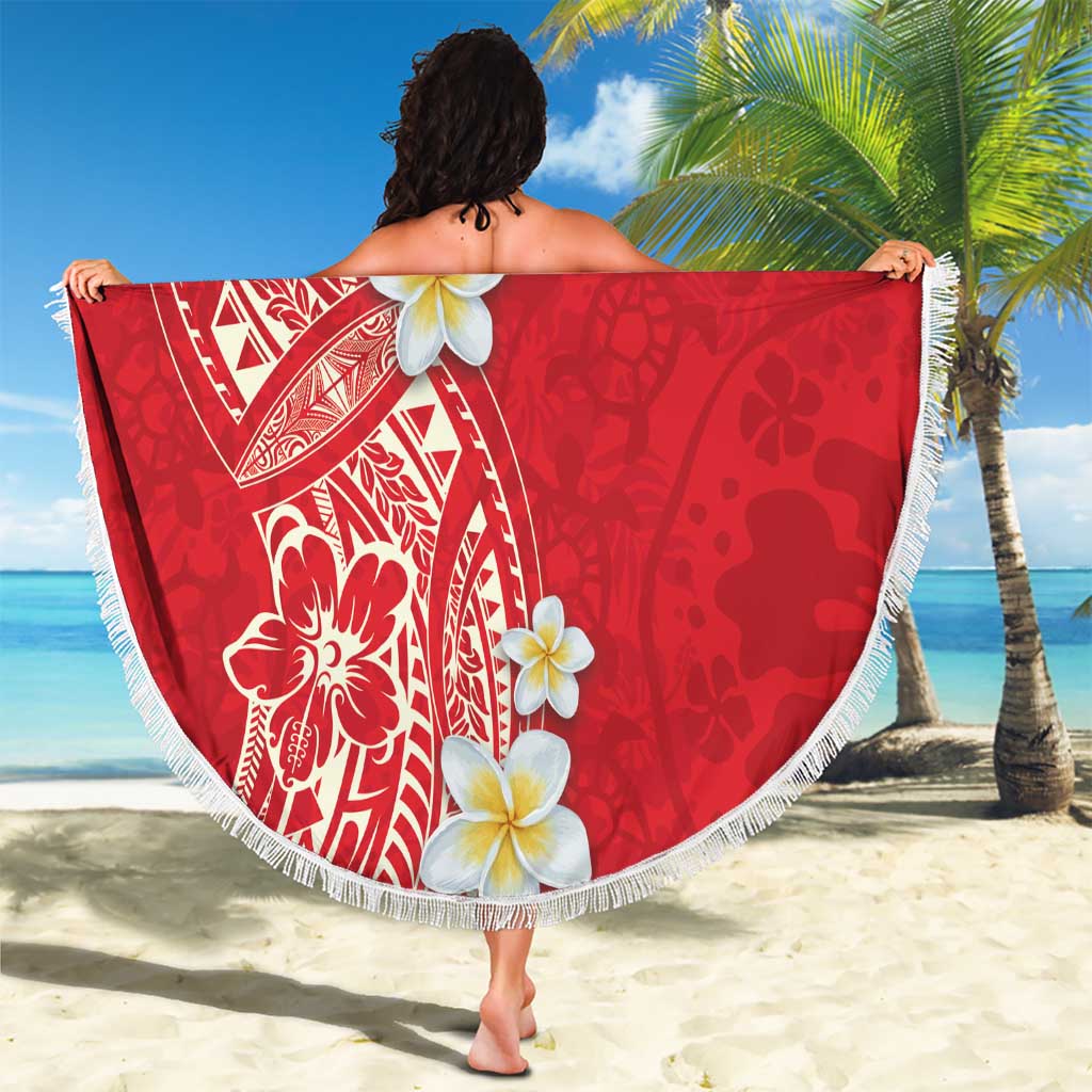 Plumeria Beach Blanket Polynesian Tribal Frangipani Red