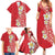 Plumeria Family Matching Summer Maxi Dress and Hawaiian Shirt Polynesian Tribal Frangipani Red