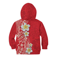 Plumeria Kid Hoodie Polynesian Tribal Frangipani Red