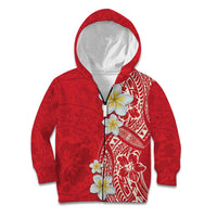 Plumeria Kid Hoodie Polynesian Tribal Frangipani Red