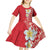 Plumeria Kid Short Sleeve Dress Polynesian Tribal Frangipani Red