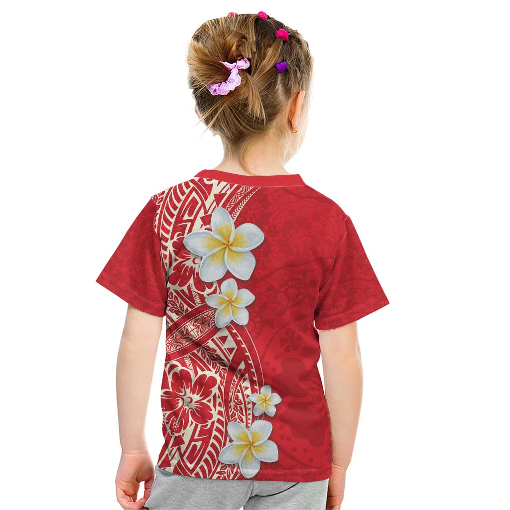 Plumeria Kid T Shirt Polynesian Tribal Frangipani Red