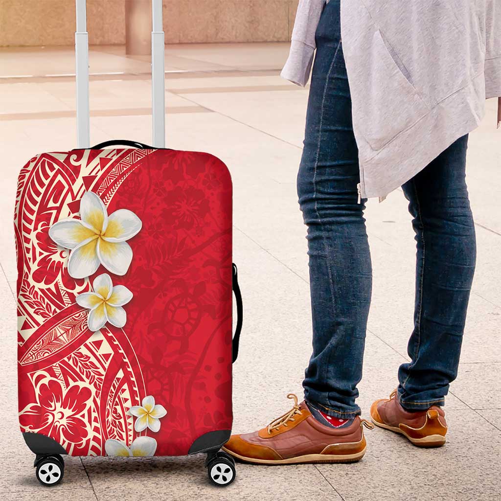 Plumeria Luggage Cover Polynesian Tribal Frangipani Red LT03 Red - Polynesian Pride