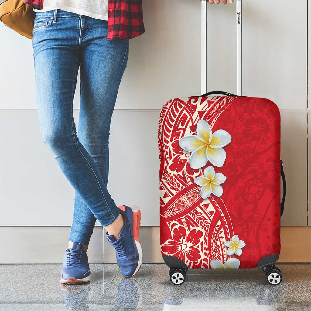 Plumeria Luggage Cover Polynesian Tribal Frangipani Red LT03 - Polynesian Pride