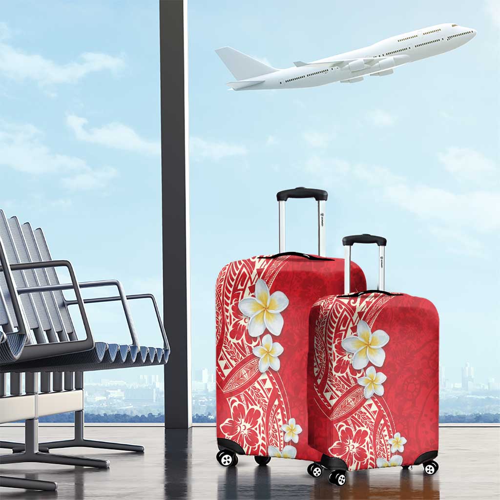 Plumeria Luggage Cover Polynesian Tribal Frangipani Red LT03 - Polynesian Pride