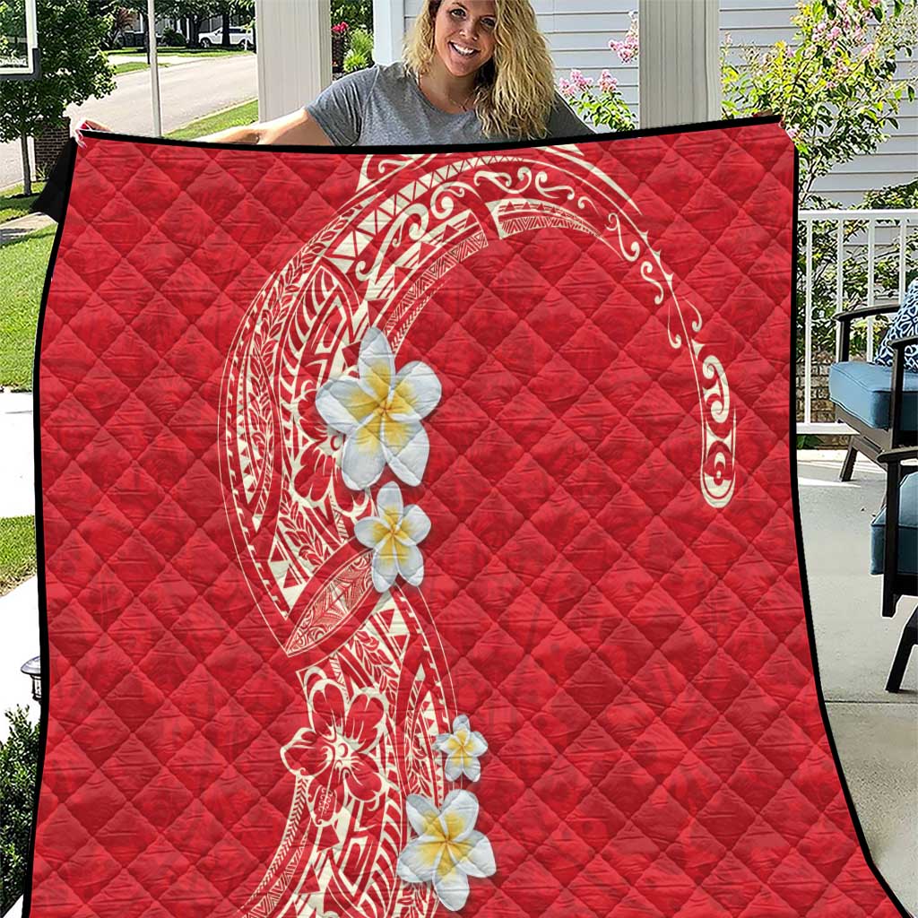 Plumeria Quilt Polynesian Tribal Frangipani Red LT03 Red - Polynesian Pride