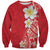 Plumeria Sweatshirt Polynesian Tribal Frangipani Red