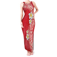 Plumeria Tank Maxi Dress Polynesian Tribal Frangipani Red LT03 Women Red - Polynesian Pride