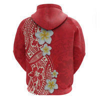 Plumeria Zip Hoodie Polynesian Tribal Frangipani Red LT03 - Polynesian Pride