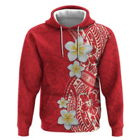Plumeria Zip Hoodie Polynesian Tribal Frangipani Red LT03 Pullover Hoodie Red - Polynesian Pride