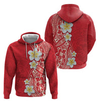 Plumeria Zip Hoodie Polynesian Tribal Frangipani Red LT03 - Polynesian Pride