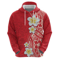 Plumeria Zip Hoodie Polynesian Tribal Frangipani Red LT03 - Polynesian Pride