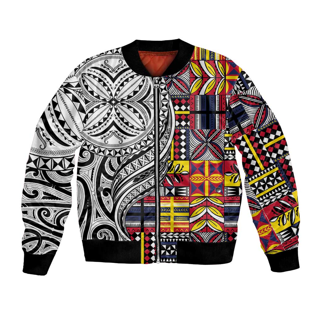 Niue Hiapo and Maori Decoration Tattoos Bomber Jacket - Polynesian Pride