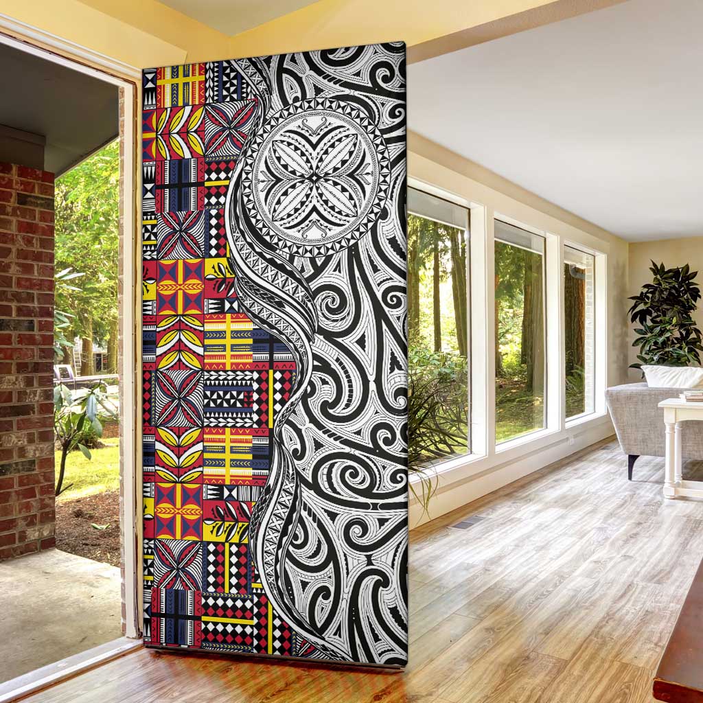 Niue Hiapo and Maori Decoration Tattoos Door Cover - Polynesian Pride