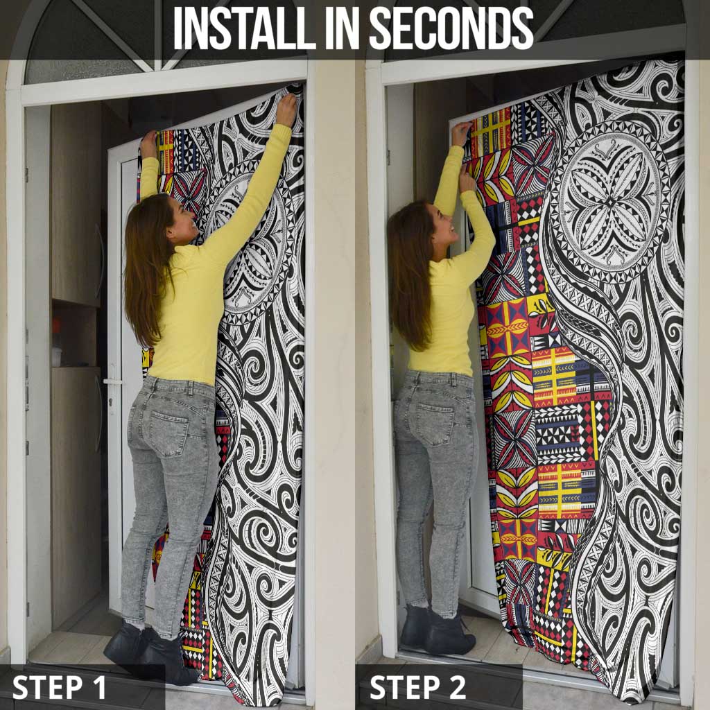 Niue Hiapo and Maori Decoration Tattoos Door Cover - Polynesian Pride