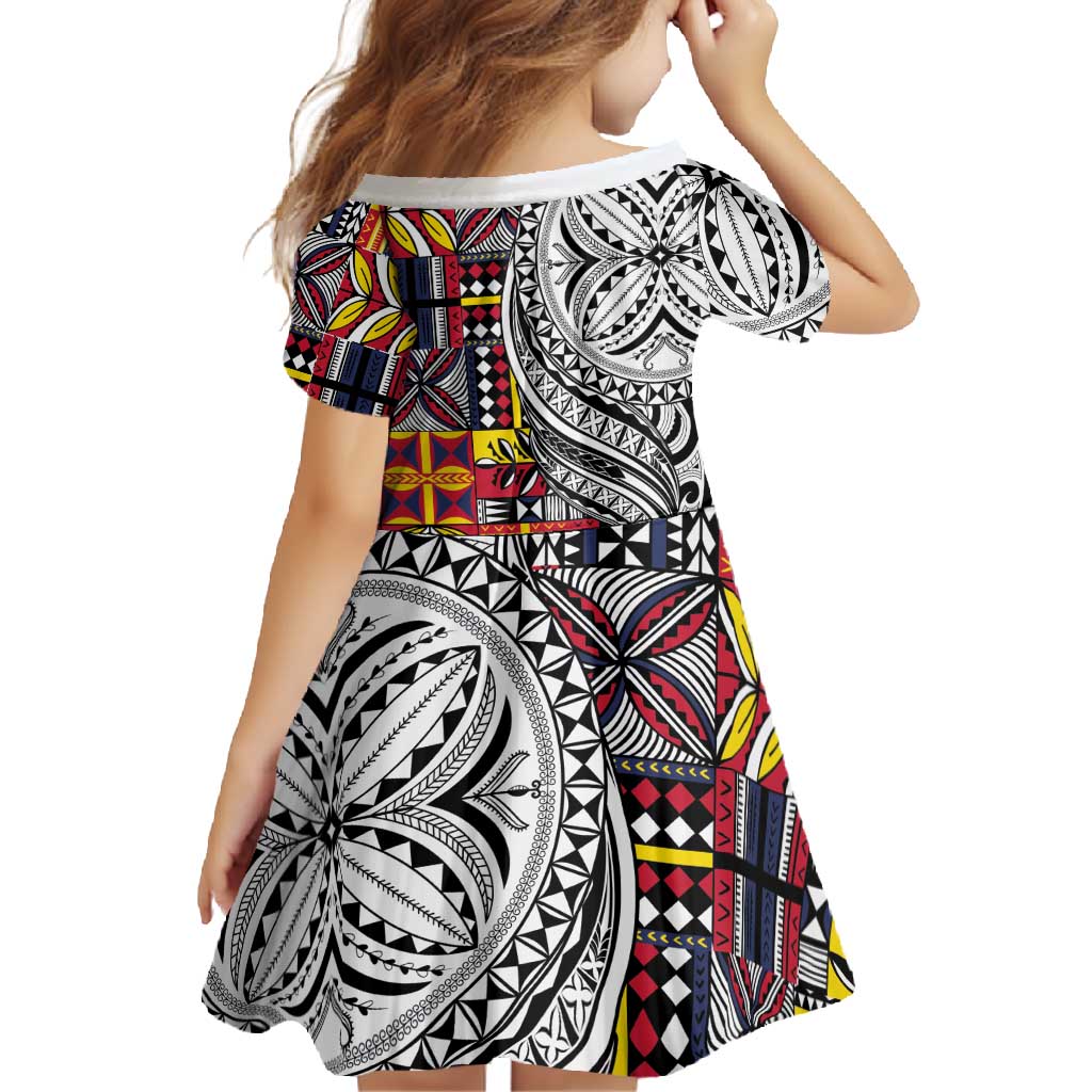 Niue Hiapo and Maori Decoration Tattoos Family Matching Long Sleeve Bodycon Dress and Hawaiian Shirt - Polynesian Pride