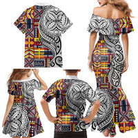 Niue Hiapo and Maori Decoration Tattoos Family Matching Mermaid Dress and Hawaiian Shirt - Polynesian Pride