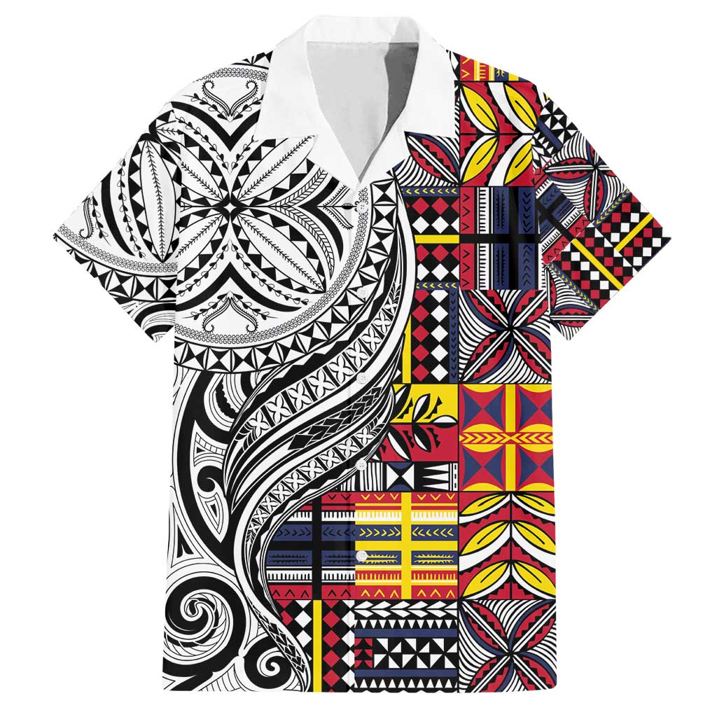 Niue Hiapo and Maori Decoration Tattoos Family Matching Off Shoulder Maxi Dress and Hawaiian Shirt - Polynesian Pride