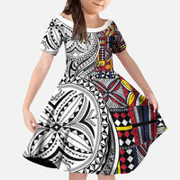 Niue Hiapo and Maori Decoration Tattoos Family Matching Tank Maxi Dress and Hawaiian Shirt - Polynesian Pride