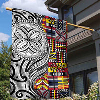 Niue Hiapo and Maori Decoration Tattoos Garden Flag - Polynesian Pride