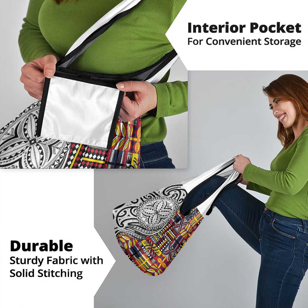 Niue Hiapo and Maori Decoration Tattoos Grocery Bag - Polynesian Pride