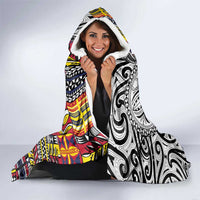 Niue Hiapo and Maori Decoration Tattoos Hooded Blanket - Polynesian Pride