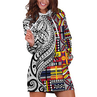 Niue Hiapo and Maori Decoration Tattoos Hoodie Dress - Polynesian Pride