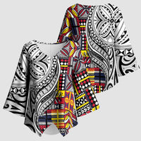 Niue Hiapo and Maori Decoration Tattoos Kimono Sleeve Blouse - Polynesian Pride