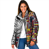 Niue Hiapo and Maori Decoration Tattoos Padded Jacket - Polynesian Pride