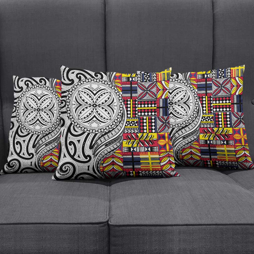 Niue Hiapo and Maori Decoration Tattoos Pillow Cover - Polynesian Pride