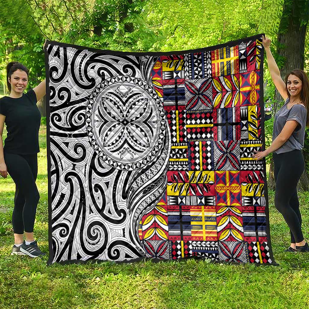 Niue Hiapo and Maori Decoration Tattoos Quilt - Polynesian Pride